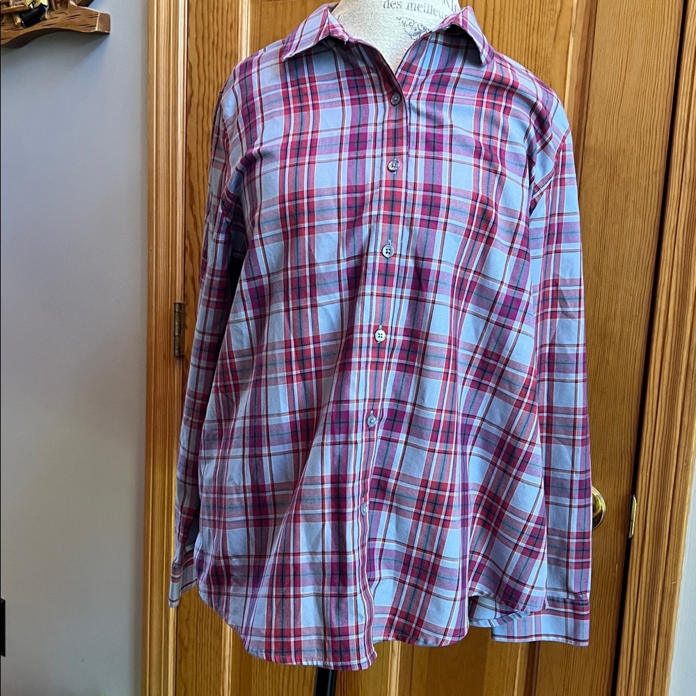 Coldwater Creek Women’s Plaid Shirt XL long sleeve button front grunge